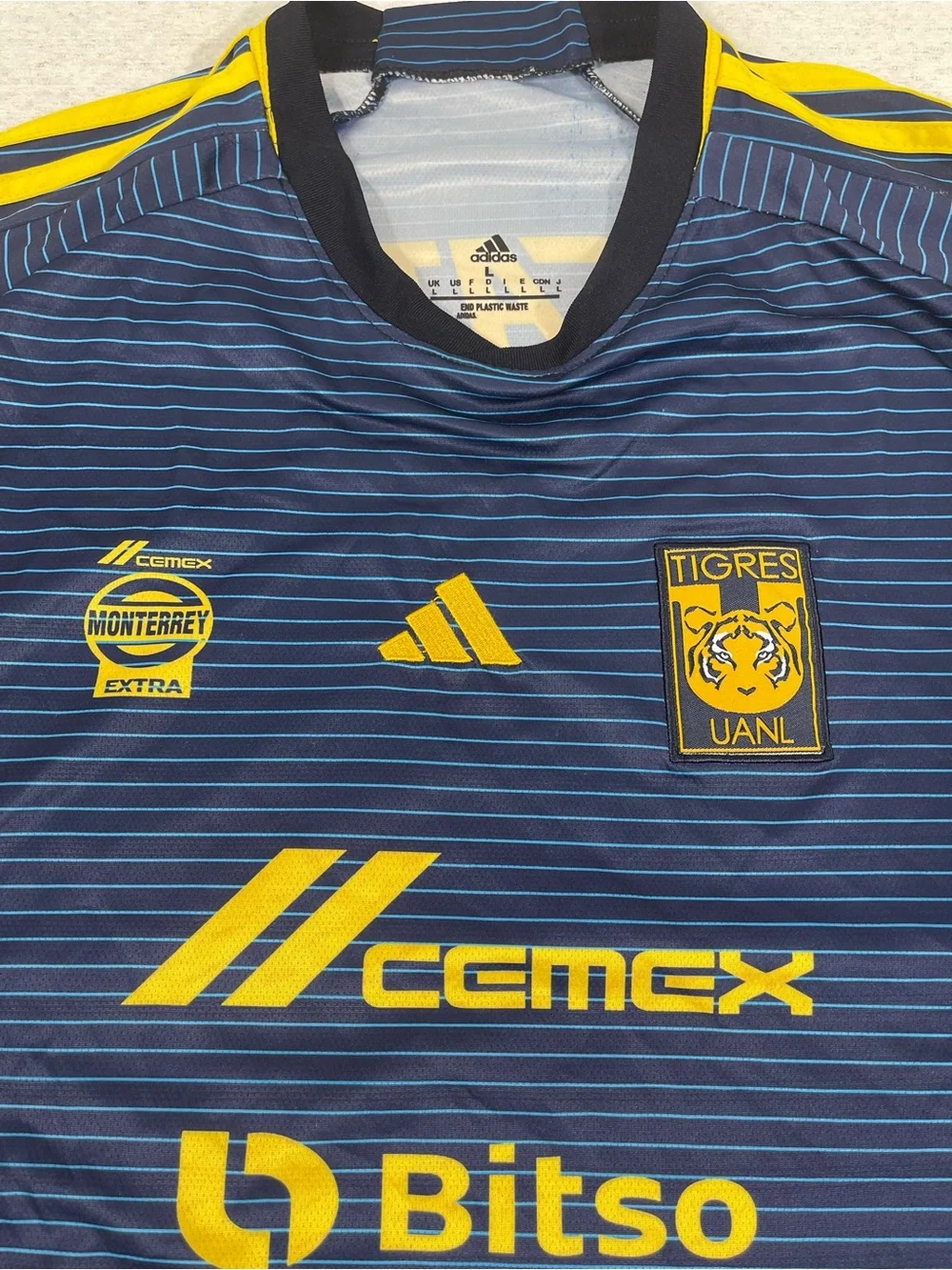 adidas Tigres UANL Soccer Jersey Shirt (Large) Blue/Yellow. SKU#0531